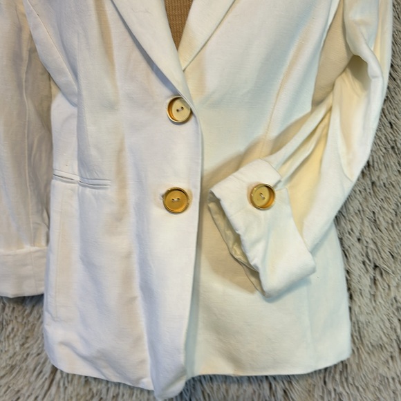 Alex Marie women’s blazer size 8 gold double button Miami Vice vibes linen blend - Picture 9 of 11